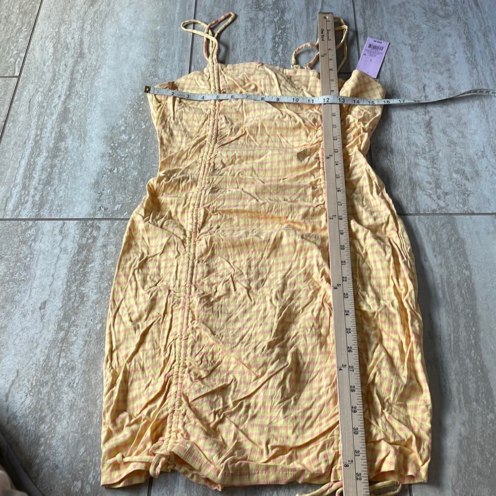 Wild Fable,Large,gold with pink checkered spaghetti straps,dress for women